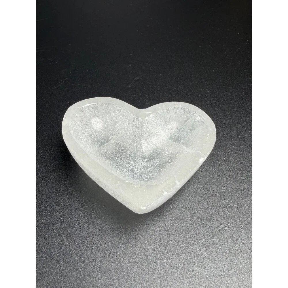 Natural Selenite Heart Charing Bowl Stone Healing Crystal Cleansing 2